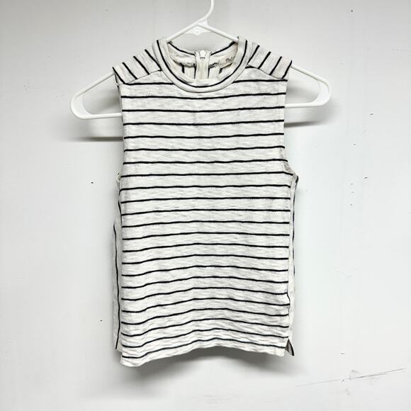 Madewell Tops - Madewell Size XXS Mockneck Striped Tank Top Shirt Zipper Back Sleeveless Ivory